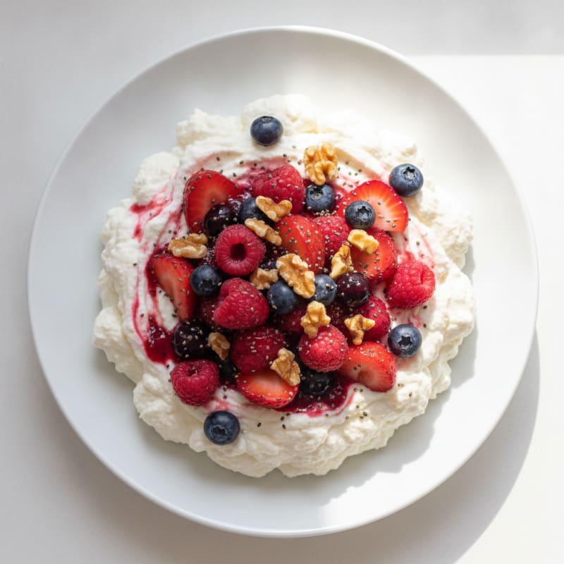 Greek Yogurt Protein Mousse with Mixed Berries