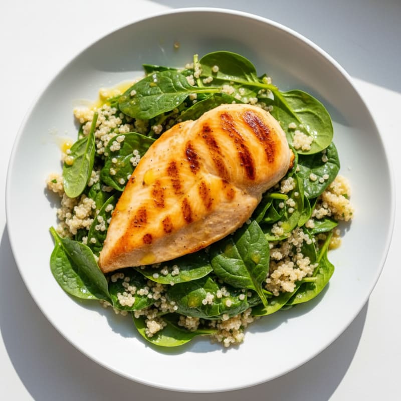 Grilled Chicken Breast with Spinach and Quinoa Salad