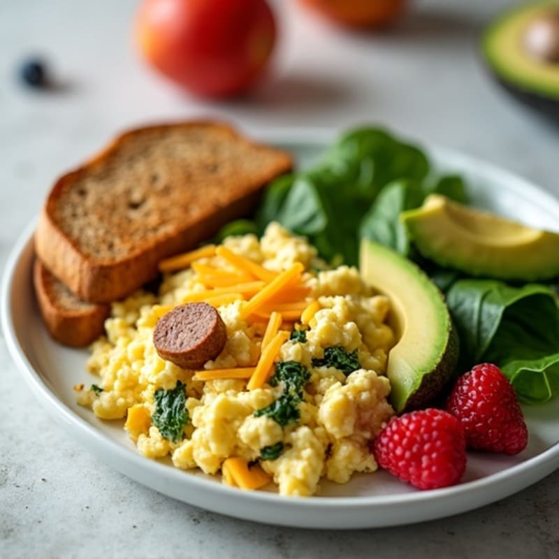 Egg White Scramble with Turkey Sausage and Spinach