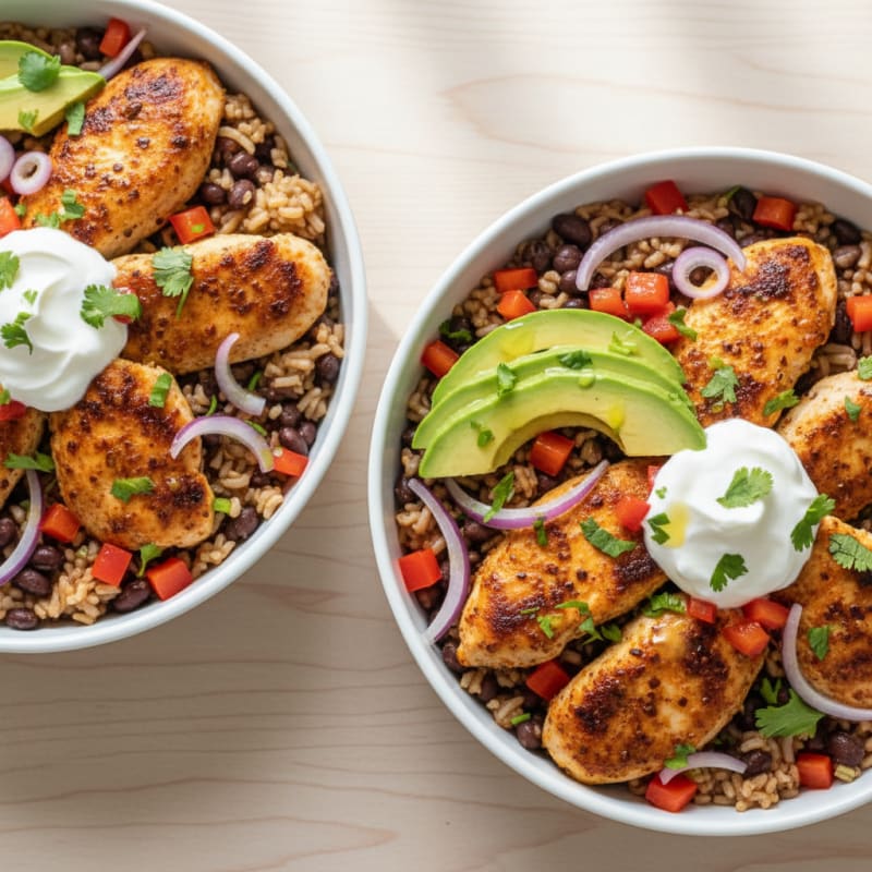Crispy Chipotle Chicken Burrito Bowls