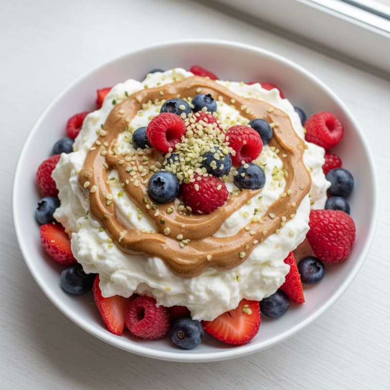 Greek Yogurt Protein Parfait with Mixed Berries and Almond Butter