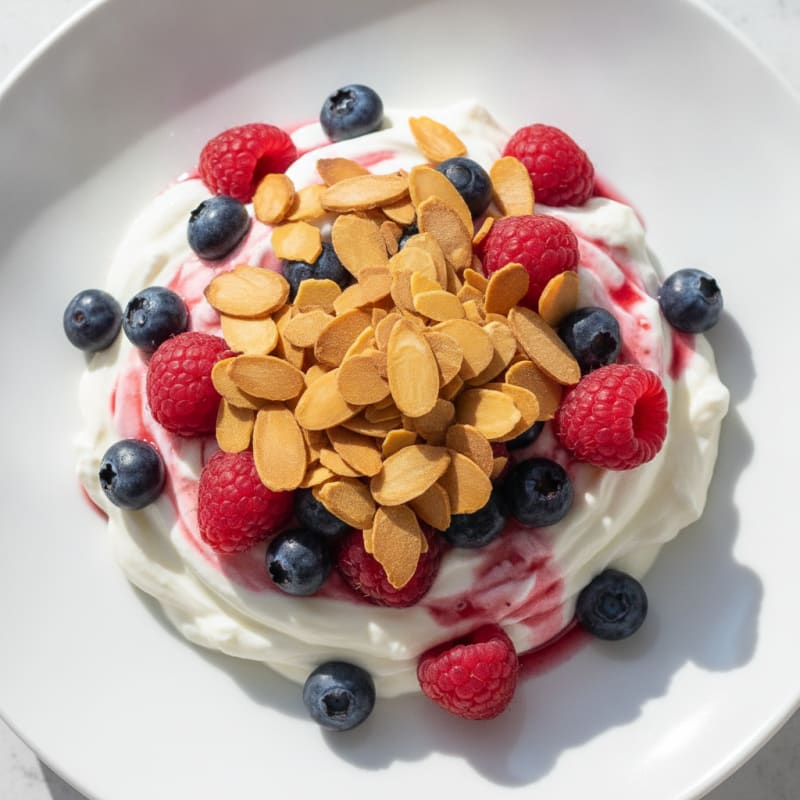 Greek Yogurt Protein Parfait with Berries and Almonds