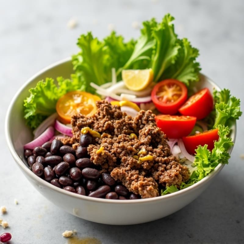 Protein-Packed Lean Ground Beef Bowl with Crispy Lettuce and Tangy Dressing