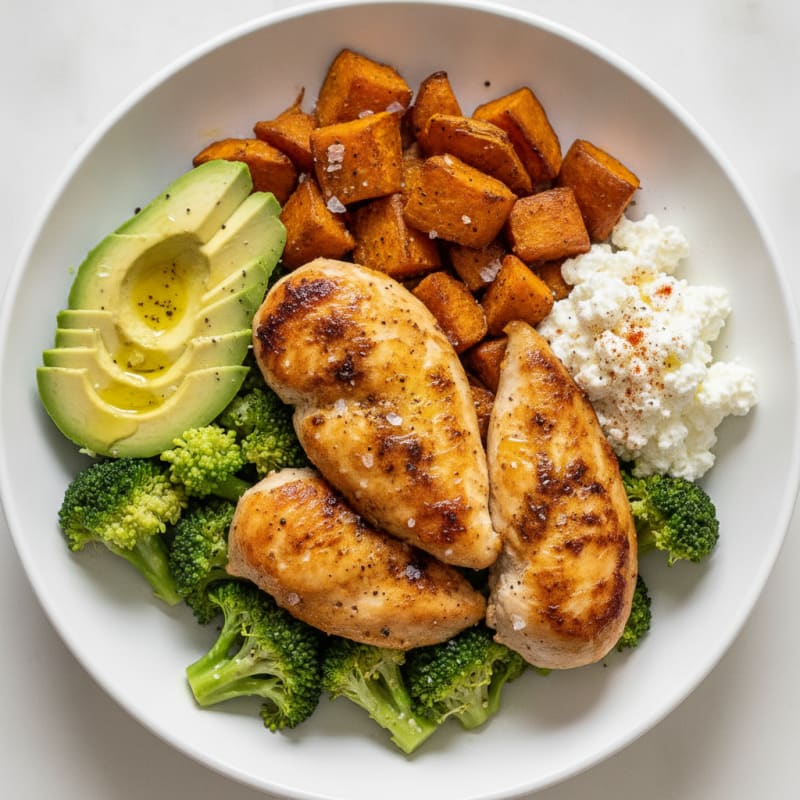 Chicken and Roasted Sweet Potato Bowl