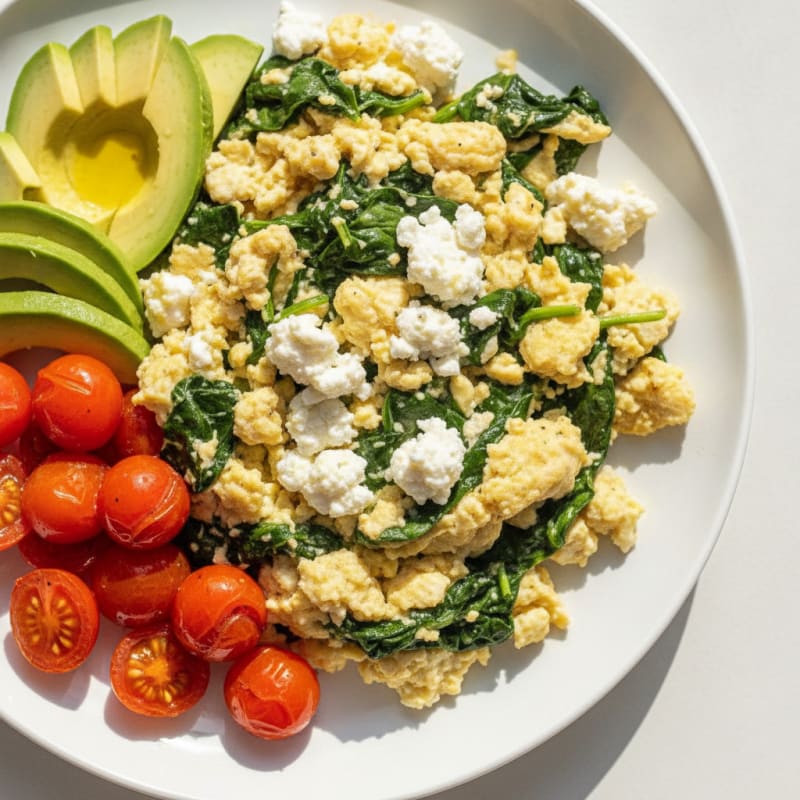 Egg White and Spinach Scramble with Cottage Cheese