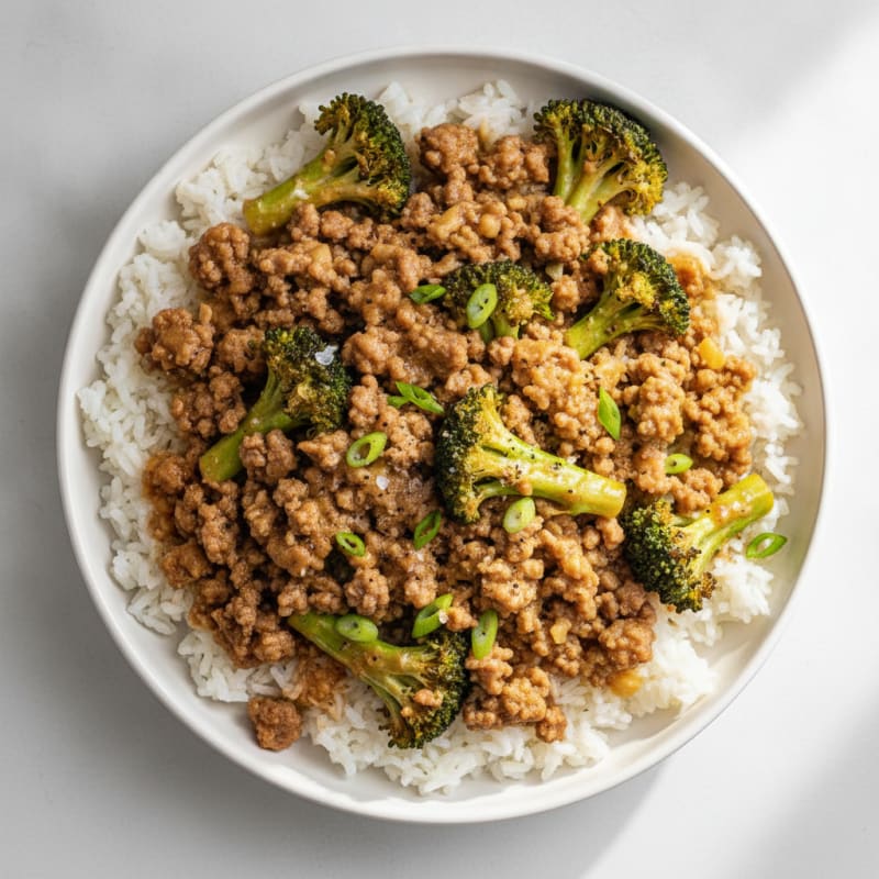 Ground Beef and Broccoli Rice Bowl