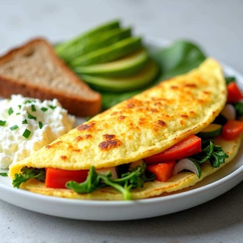Egg White Veggie Omelette with Cottage Cheese