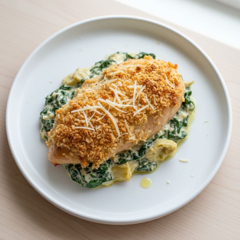 Creamy Spinach Artichoke Dip Chicken with Golden Crust