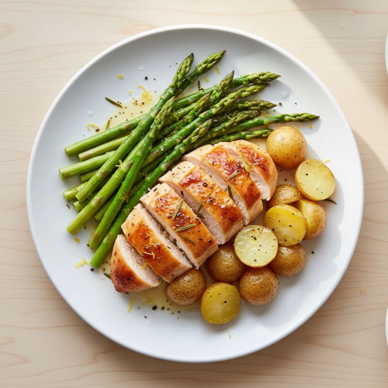 Lemon Herb Roasted Chicken with Asparagus
