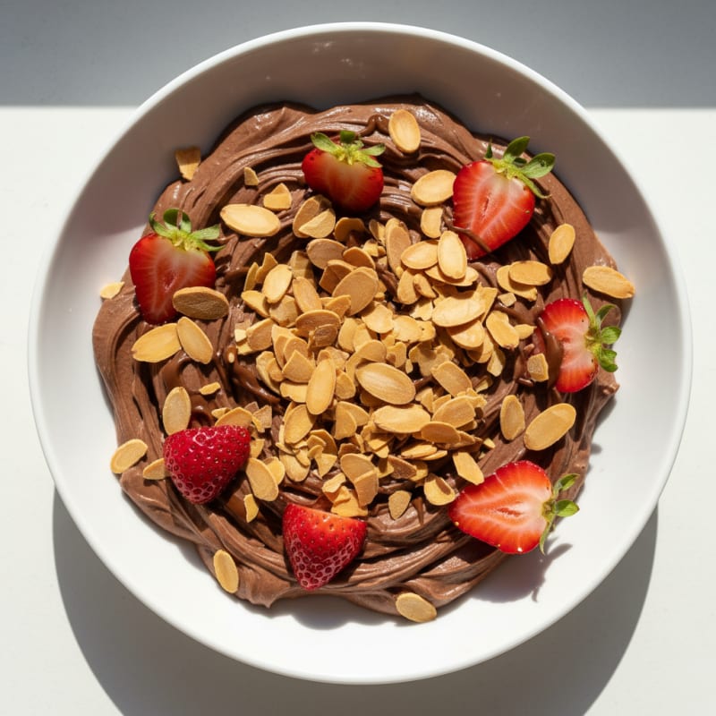 Creamy Greek Yogurt with Chocolate Protein and Almond Slices