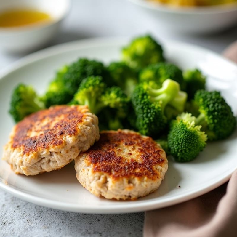 Seared Turkey Patties with Steamed Broccoli