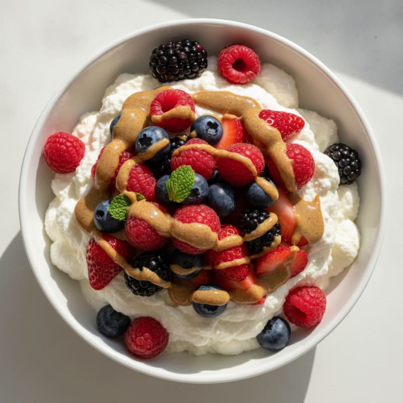 Greek Yogurt Protein Mousse with Mixed Berries