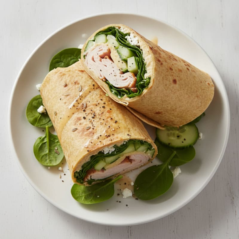 Turkey Hummus Wrap with Cucumber