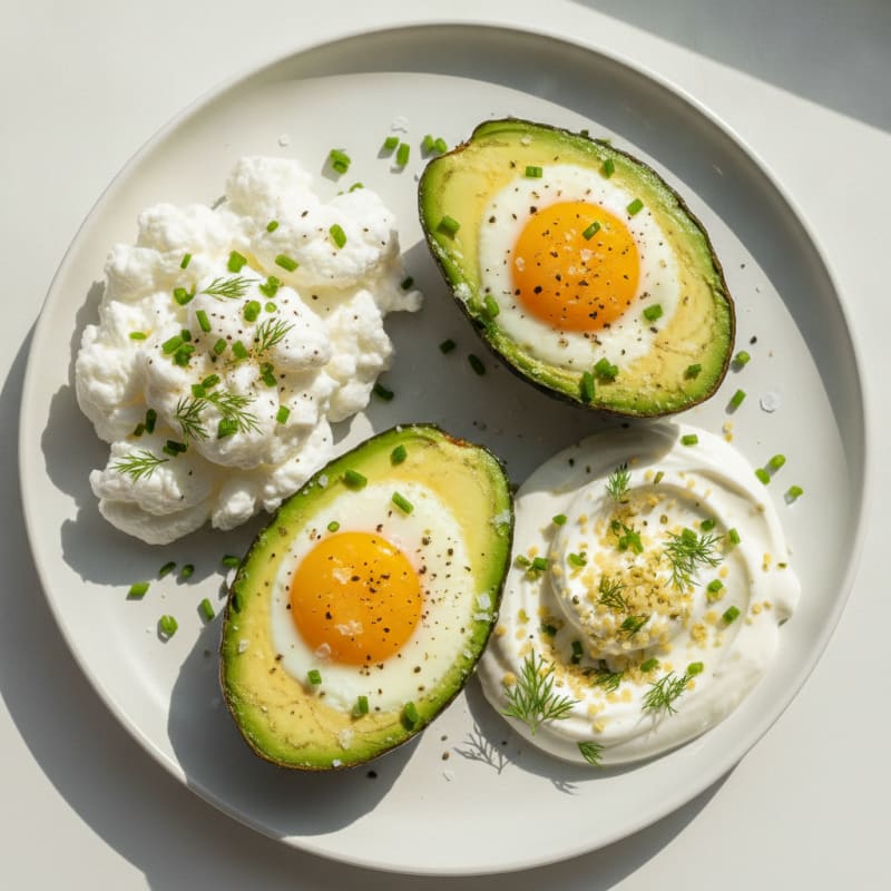 Baked Avocado Egg Boats with Herbs