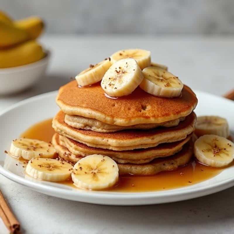 Protein Banana Pancakes with Warm Caramelized Bananas