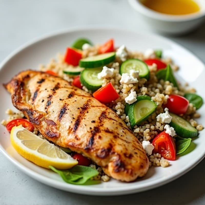 Grilled Chicken Breast with Crunchy Quinoa Salad
