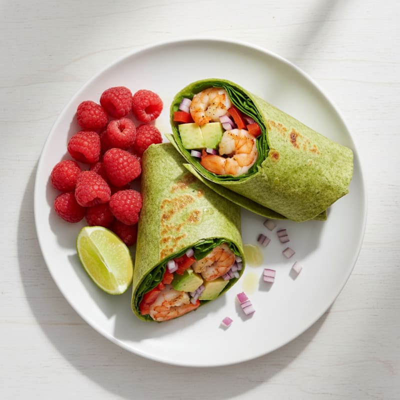 Grilled Shrimp Spinach Wraps with Avocado and Veggies