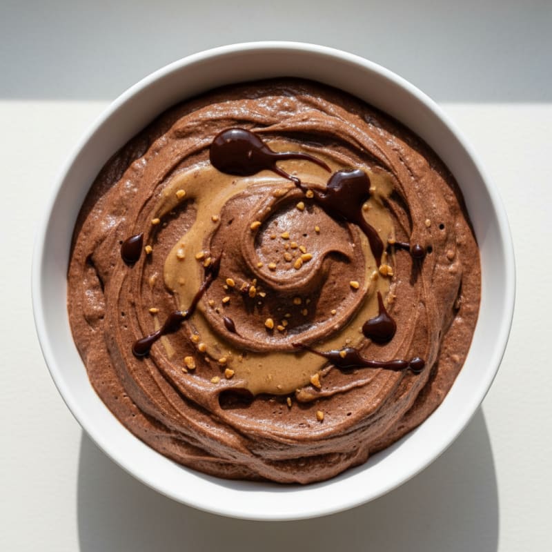 Chocolate Protein Mousse with Almond Butter Swirl