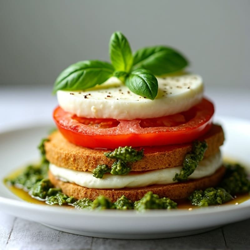 Fresh Basil Pesto Mozzarella Tomato Stack