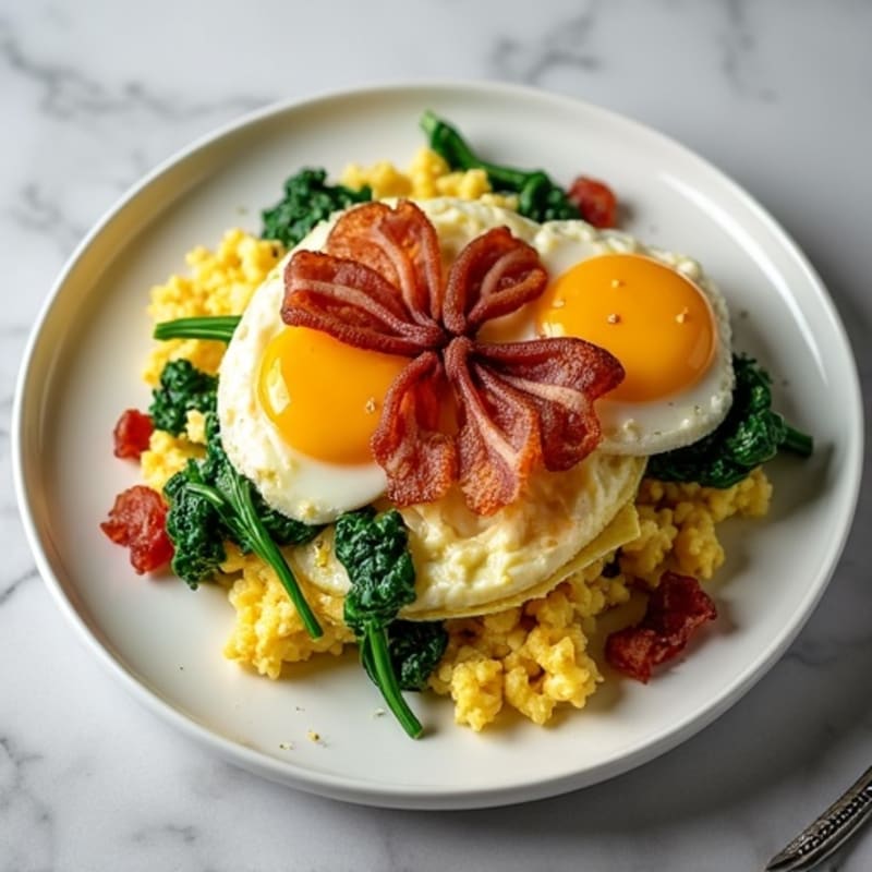 Cottage Cheese Scramble with Spinach and Turkey Bacon