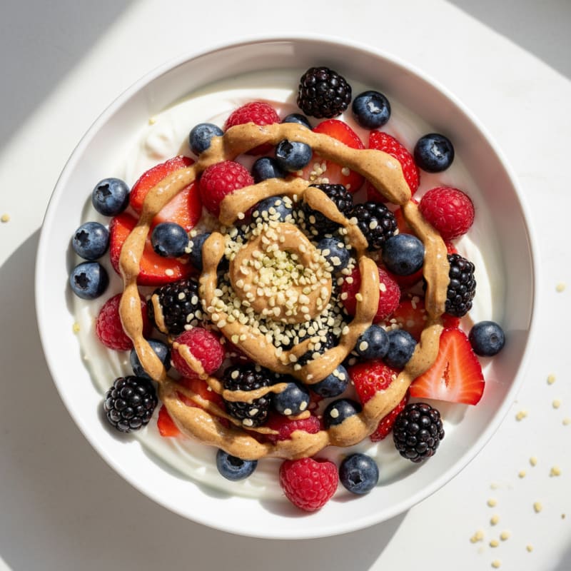 Creamy Greek Yogurt Bowl with Mixed Berries and Almond Butter