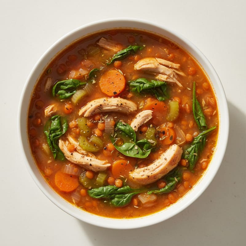 Hearty Red Lentil Soup with Vegetables