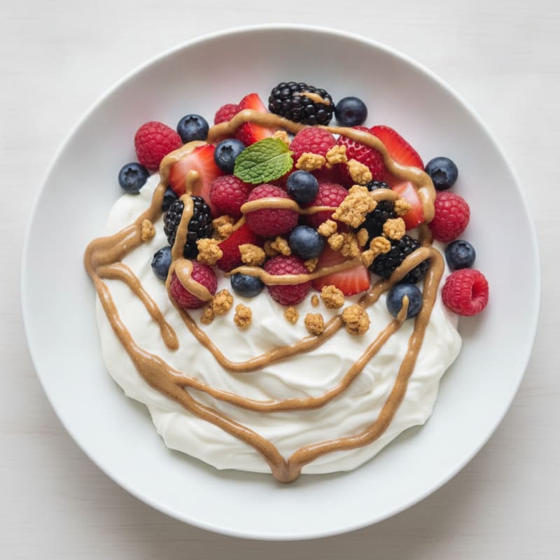 Silky Greek Yogurt Protein Pudding with Mixed Berries