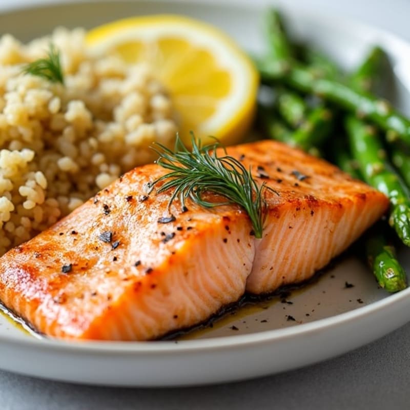 Lemon Herb Grilled Salmon with Quinoa and Asparagus