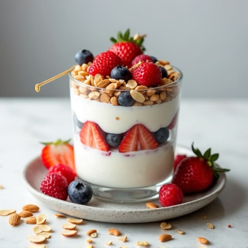 Greek Yogurt Protein Parfait with Berries and Almonds