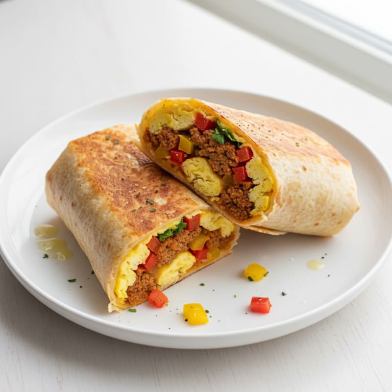 Crispy Chorizo and Egg Breakfast Burrito