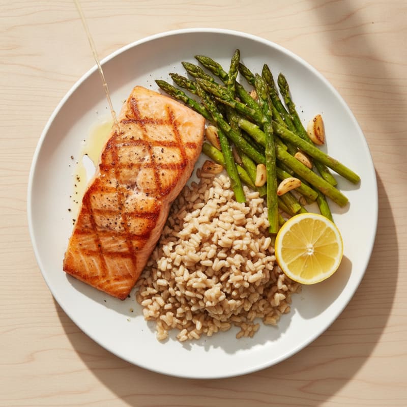 Pan-Seared Salmon with Roasted Asparagus
