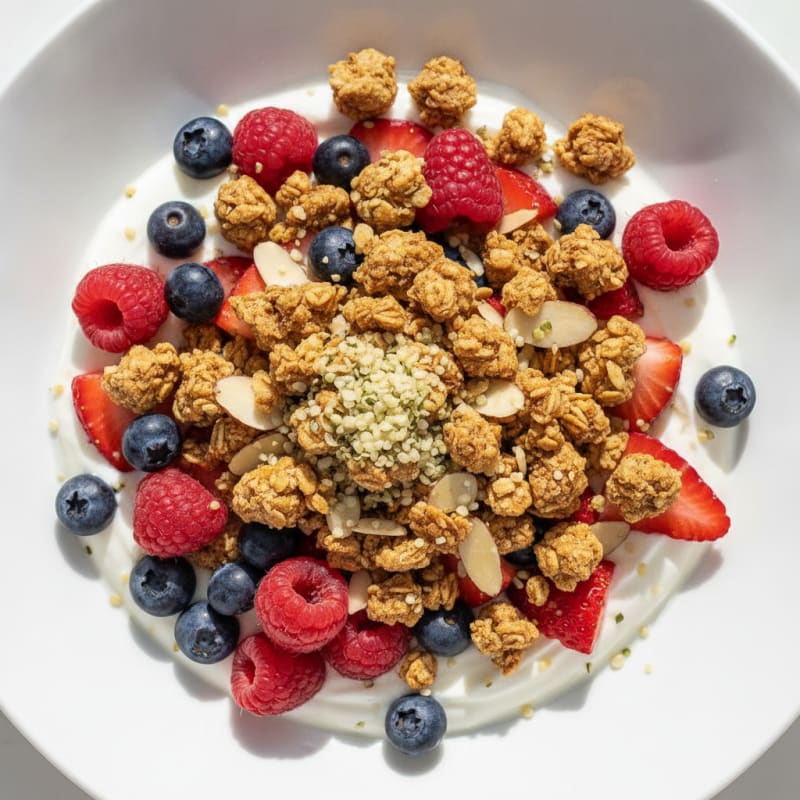 Greek Yogurt Bowl with Mixed Berries and Protein Granola