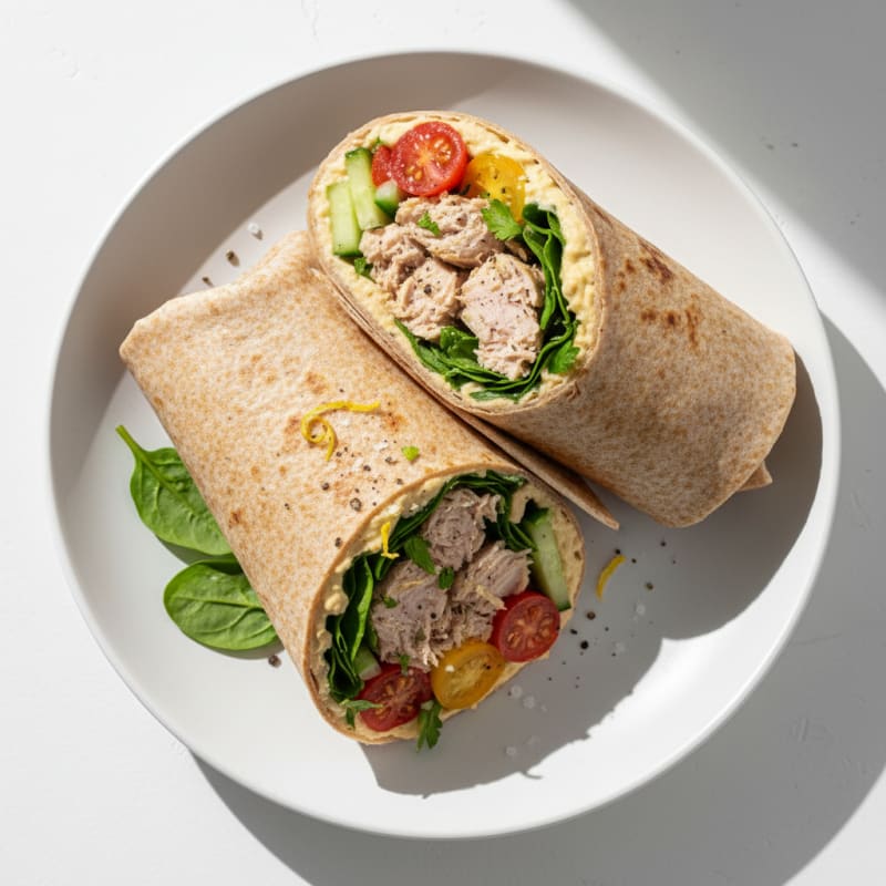 Mediterranean Tuna and Hummus Wrap