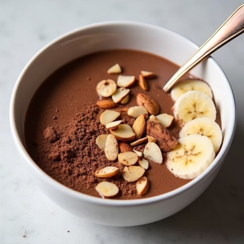 Creamy Dark Chocolate Protein Smoothie Bowl with Crunchy Almonds