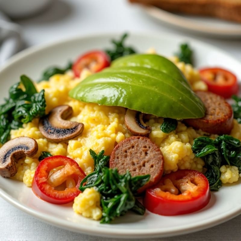 Egg White Scramble with Spinach and Turkey Sausage