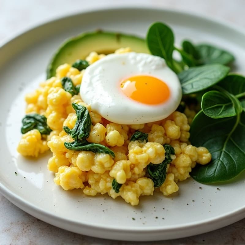 Egg White Scramble with Baby Spinach and Yogurt