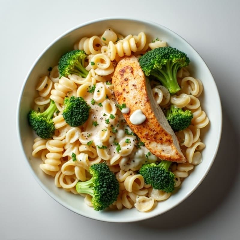 Creamy Chicken Pasta with Roasted Broccoli