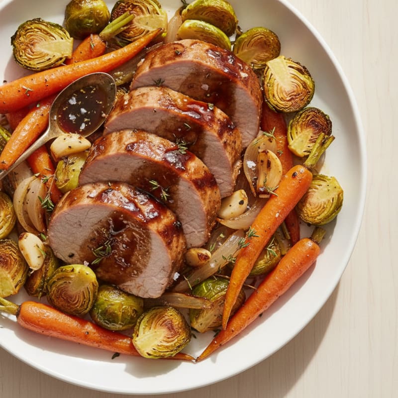 Slow-Cooked Pork with Roasted Vegetables