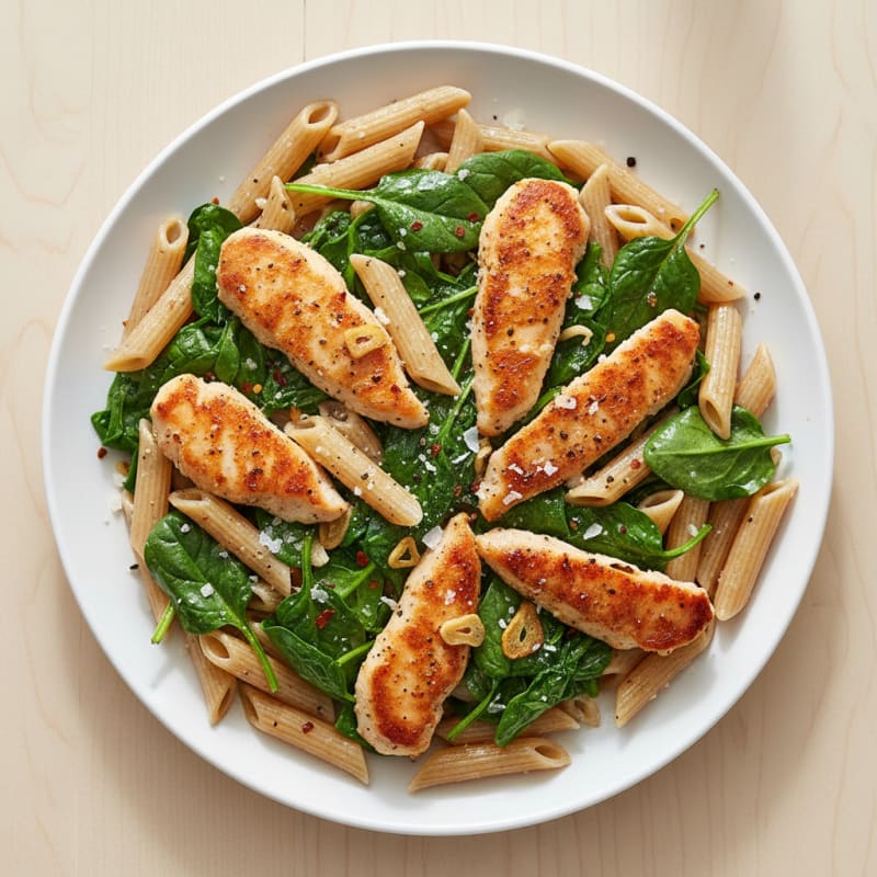 Garlic Chicken and Spinach Pasta