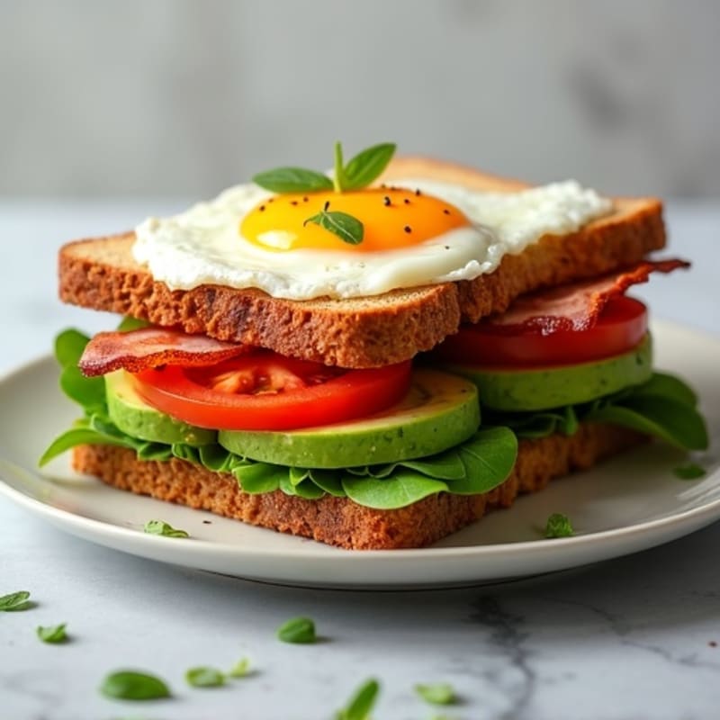 Crispy Bacon, Creamy Avocado, and Fresh Tomato Whole Grain Sandwich