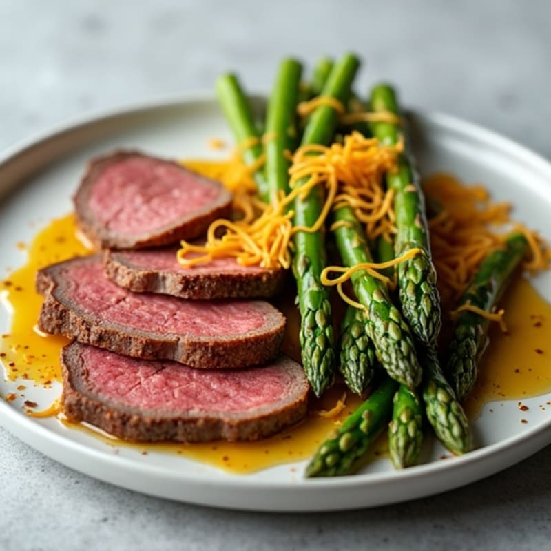 Lean Sliced Roast Beef with Roasted Asparagus and Sharp Cheddar