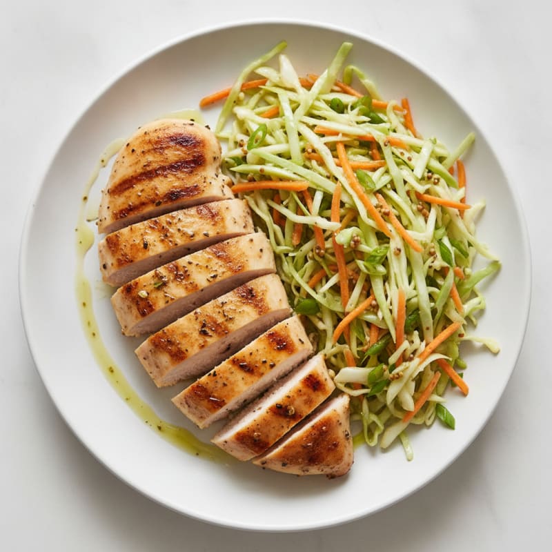 Grilled Chicken Breast with Crunchy Cabbage Slaw