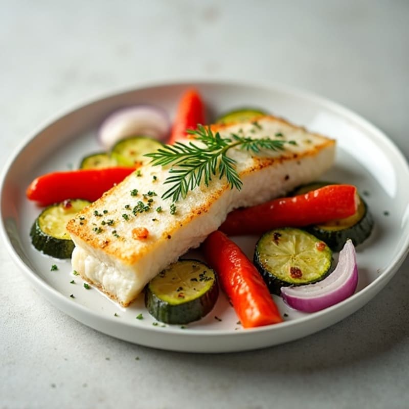 Baked Cod Fillet with Herb-Roasted Vegetables