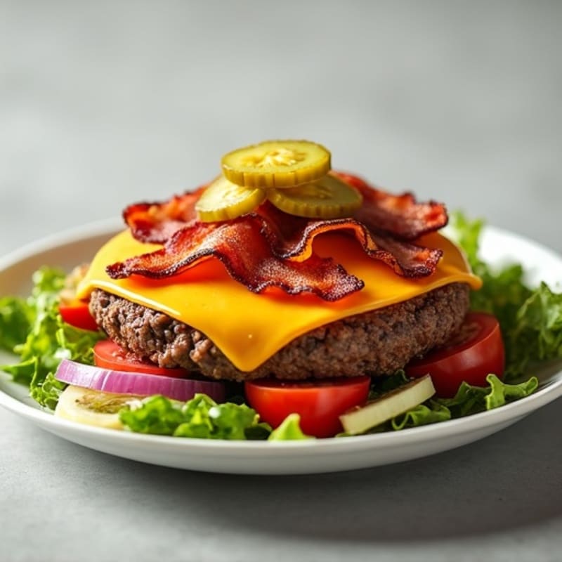 Lean Beef Cheeseburger Salad with Crispy Bacon
