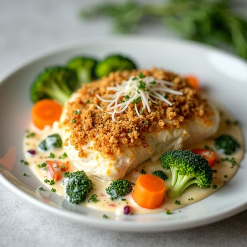 Creamy Chicken and Vegetable Bake with a Golden Herb Topping