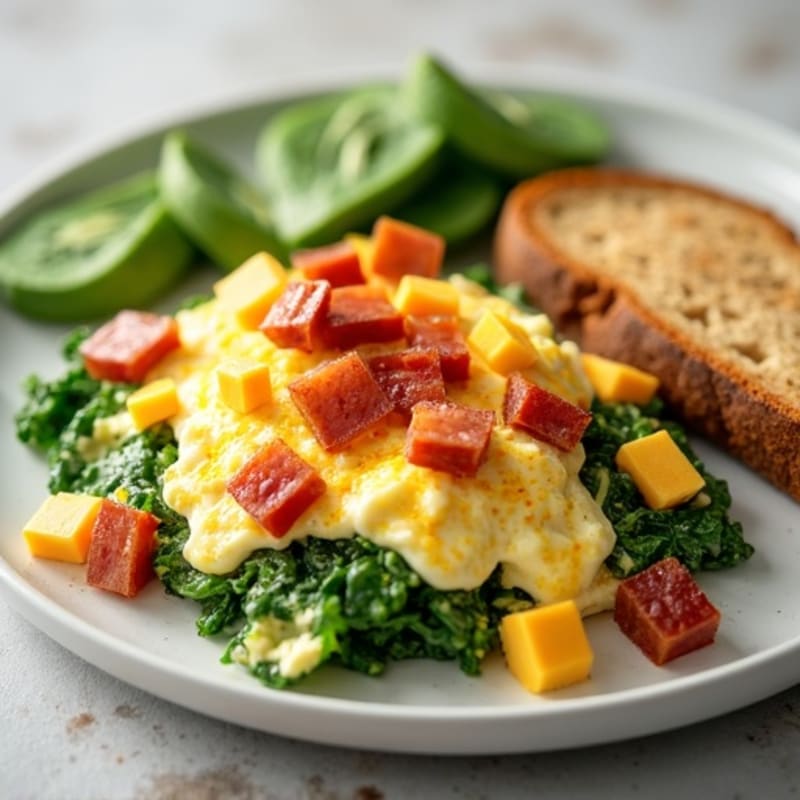 Egg White Scramble with Spinach and Turkey Bacon