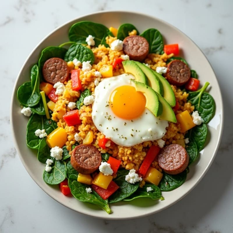 Egg White and Turkey Sausage Scramble with Spinach
