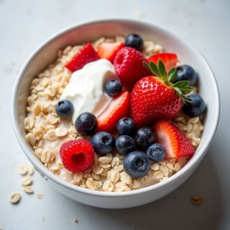High-Protein Creamy Oatmeal with Fresh Berries