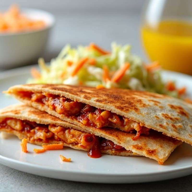 Crispy Whole Wheat BBQ Chicken Quesadilla with Fresh Slaw