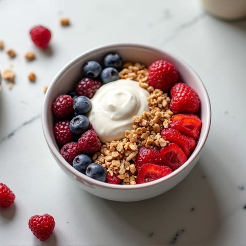 Greek Yogurt Protein Bowl with Mixed Berries and Almond Butter